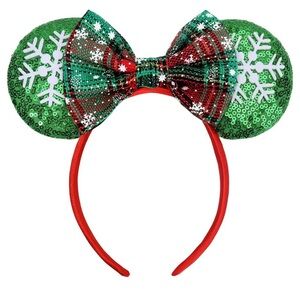 Christmas Green / White Snowflake Mouse Ears #1, for Women Adult Girl